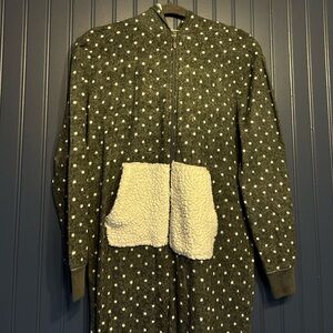 Polka Dot Sherpa-Lined Women's Onesie Pajamas